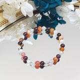 Garnet Moonstone Carnelian 14K Filled Elastic Bracelet
