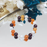 Garnet Moonstone Carnelian 14K Filled Elastic Bracelet