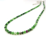 3mm Tourmaline Aquamarine Moonstone Rhodochrosite Necklace