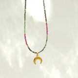 Natural Gemstone Pendant Necklace 2-3mm Stone Boho Jewelry