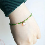 Green Diopside Tiny Beads Crystal 925 Silver Bracelet