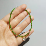 Green Diopside Tiny Beads Crystal 925 Silver Bracelet