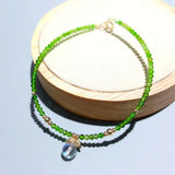 Green Diopside Tiny Beads Crystal 925 Silver Bracelet