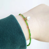 Green Diopside Tiny Beads Crystal 925 Silver Bracelet