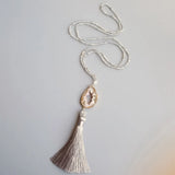 Labradorite Moonstone Agate Tassel Necklace