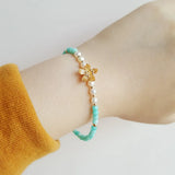 Natural Light Amazonite Pearl Charm 925 Silver Plated Flower Clasp Jewelry