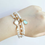Moonstone Opal Charm Bracelet S925 Silver Delicate Jewelry