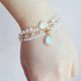 Moonstone Opal Charm Bracelet S925 Silver Delicate Jewelry
