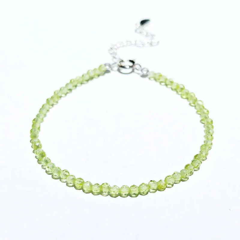 Natural Peridot Bracelet 925 Sterling Silver Gemstone Jewelry