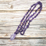 Purple Amethyst Beads Long Necklace Drop