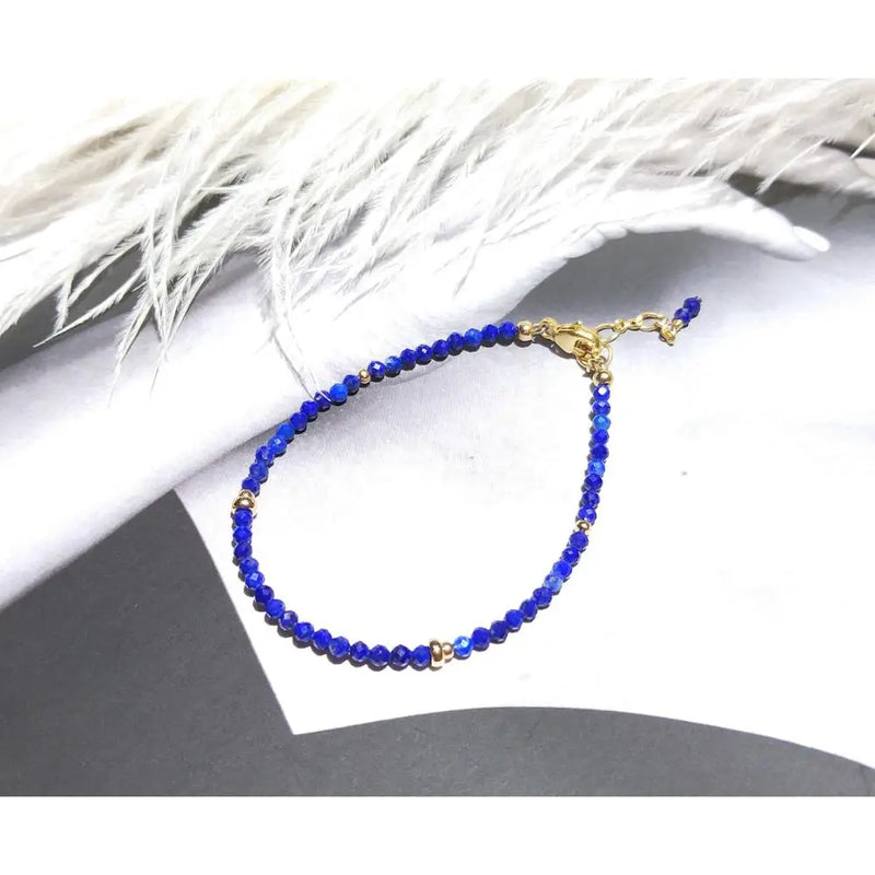2mm Lapis Lazuli 14K Filled Bracelet 15cm+2cm