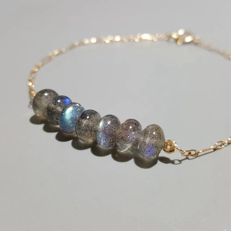 Labradorite Beads Chain Bracelet Delicate Jewelry for Women