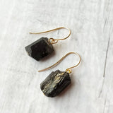 Tourmaline Irregular Beads Healing Earrings 925 Sterling Silver Hook Women