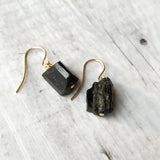 Tourmaline Irregular Beads Healing Earrings 925 Sterling Silver Hook Women