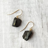 Tourmaline Irregular Beads Healing Earrings 925 Sterling Silver Hook Women