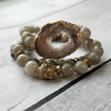 Labradorite Buddha Bracelet Natural Stone Bohemia Drusy Pendant
