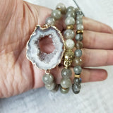 Labradorite Buddha Bracelet Natural Stone Bohemia Drusy Pendant