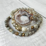 Labradorite Buddha Bracelet Natural Stone Bohemia Drusy Pendant