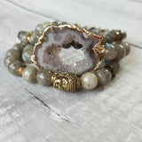 Labradorite Buddha Bracelet Natural Stone Bohemia Drusy Pendant