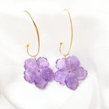 Lavender Amethyst Flower Earrings 925 Silver 18K Plated