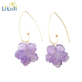 Lavender Amethyst Flower Earrings 925 Silver 18K Plated