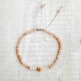 Sunstone Pearl Cube Bracelet 925 Silver Plated Delicate Jewelry