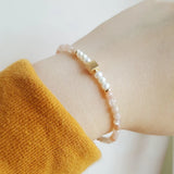 Sunstone Pearl Cube Bracelet 925 Silver Plated Delicate Jewelry