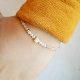 Sunstone Pearl Cube Bracelet 925 Silver Plated Delicate Jewelry
