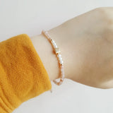 Sunstone Pearl Cube Bracelet 925 Silver Plated Delicate Jewelry
