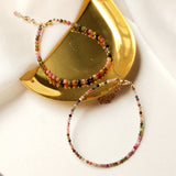 Tourmaline 14K Filled Bracelet Real Gemstone 2mm/3mm Jewelry 17+3cm