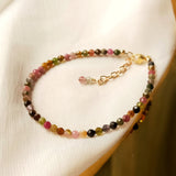 Tourmaline 14K Filled Bracelet Real Gemstone 2mm/3mm Jewelry 17+3cm