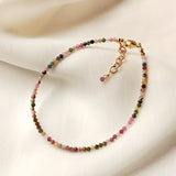 Tourmaline 14K Filled Bracelet Real Gemstone 2mm/3mm Jewelry 17+3cm