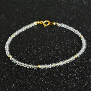 925 Sterling Silver Natural Agate 2mm Beads Gemstone Anklet