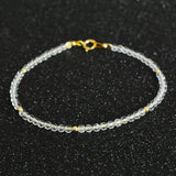 925 Sterling Silver Natural Agate 2mm Beads Gemstone Anklet