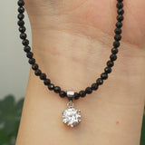 Women Choker Necklace Spinel 925 Sterling Silver Zircon Pendant Necklaces