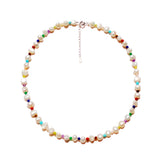 Baroque Pearl Choker Necklace 925 Silver Rainbow Gemstone Beads Women Gift
