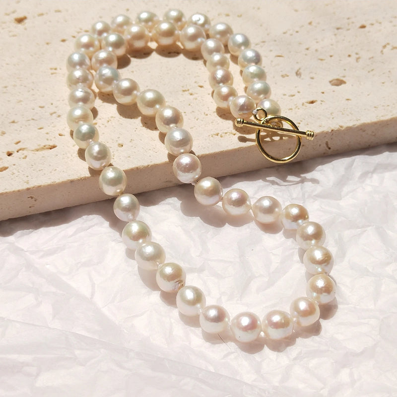 Baroque Pearl Choker Necklace 925 Sterling Silver Boho Collier Women Jewelry