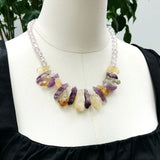 Purple Yellow Necklace Citrine Amethyst Choker Women Necklace