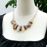Purple Yellow Necklace Citrine Amethyst Choker Women Necklace