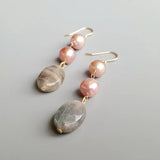 Purple Pearl Labradorite Drop Earrings 925 Silver Hook Plated 18K