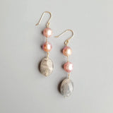 Purple Pearl Labradorite Drop Earrings 925 Silver Hook Plated 18K