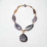 Purple Necklace Agate Pendant Necklace Women Jewelry