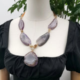 Purple Necklace Agate Pendant Necklace Women Jewelry