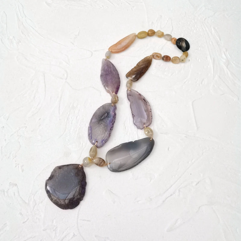 Purple Necklace Agate Pendant Necklace Women Jewelry