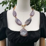 Purple Necklace Agate Pendant Necklace Women Jewelry
