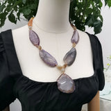 Purple Necklace Agate Pendant Necklace Women Jewelry