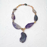 Purple Agate Pendant Necklace for Women - Gift Jewelry