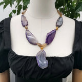 Purple Agate Pendant Necklace for Women - Gift Jewelry