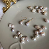 Purple Pearl Earrings 925 Sterling Silver Baroque Pearl Drop Earrings