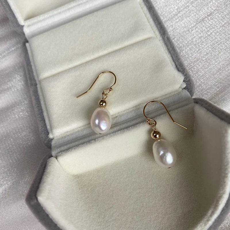 Purple Pearl Earrings 925 Sterling Silver Baroque Pearl Drop Earrings